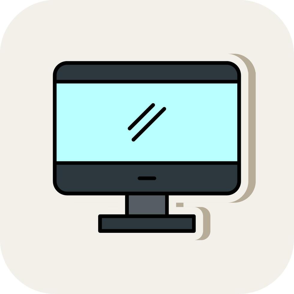 Monitor Line Filled White Shadow Icon vector