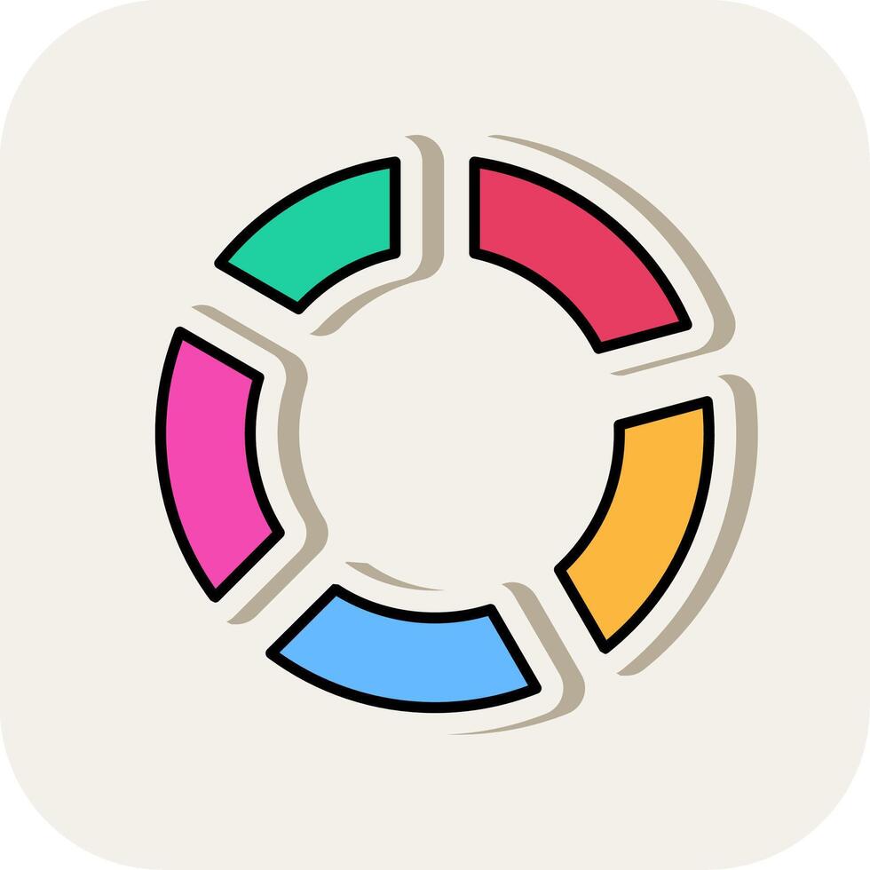 Pie Chart Line Filled White Shadow Icon vector