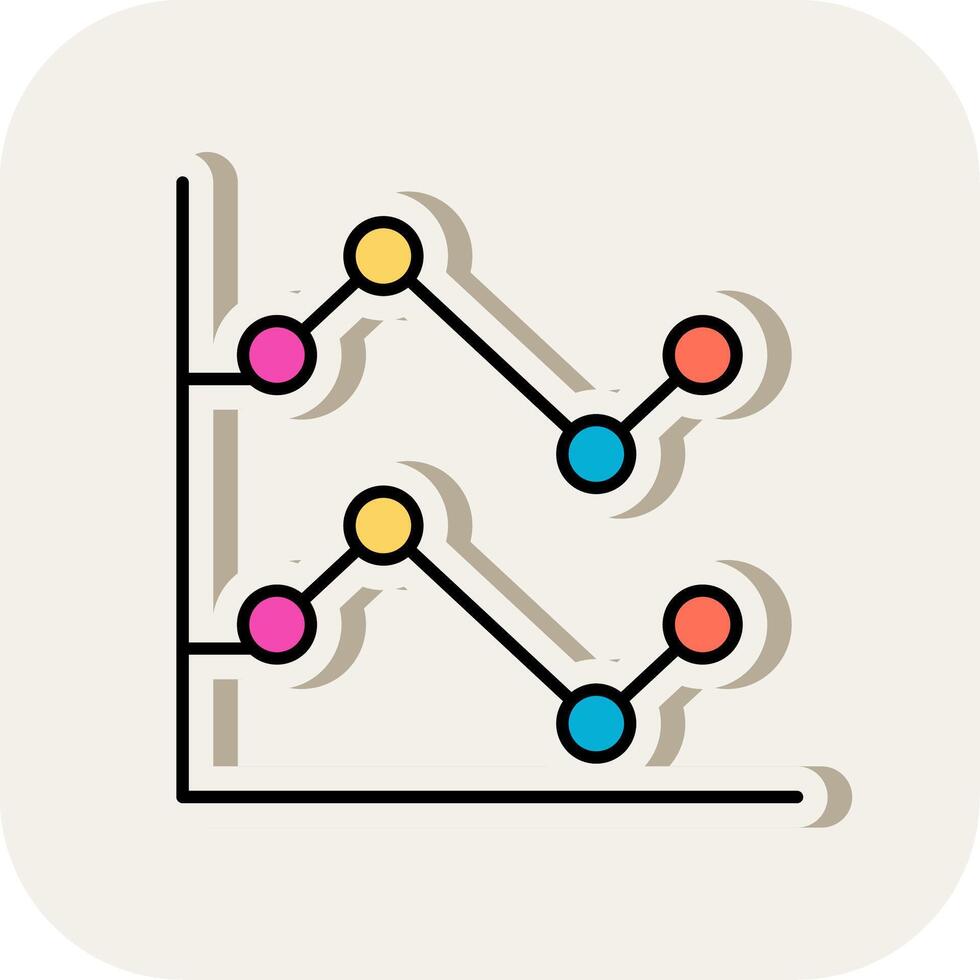 Line Chart Line Filled White Shadow Icon vector