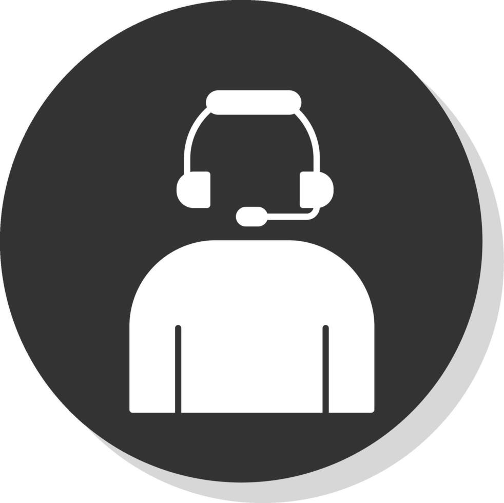 Headset Glyph Grey Circle Icon vector