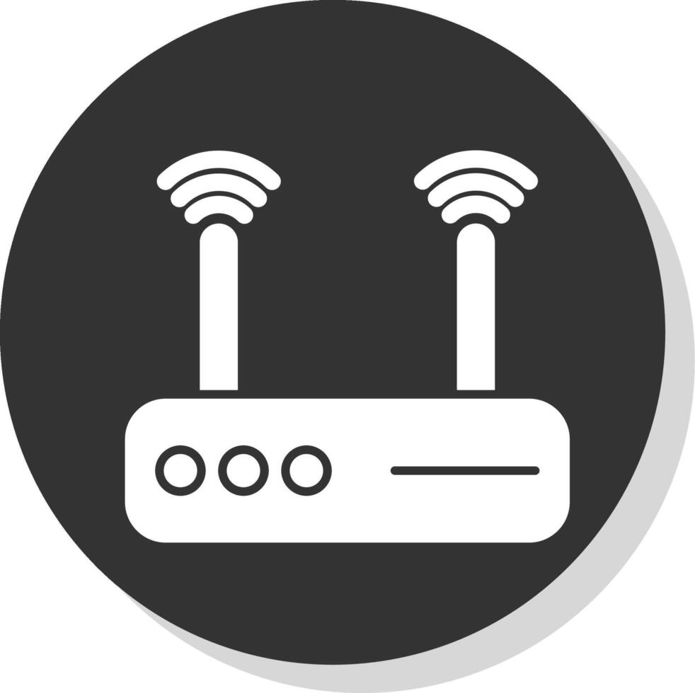 Modem Glyph Grey Circle Icon vector