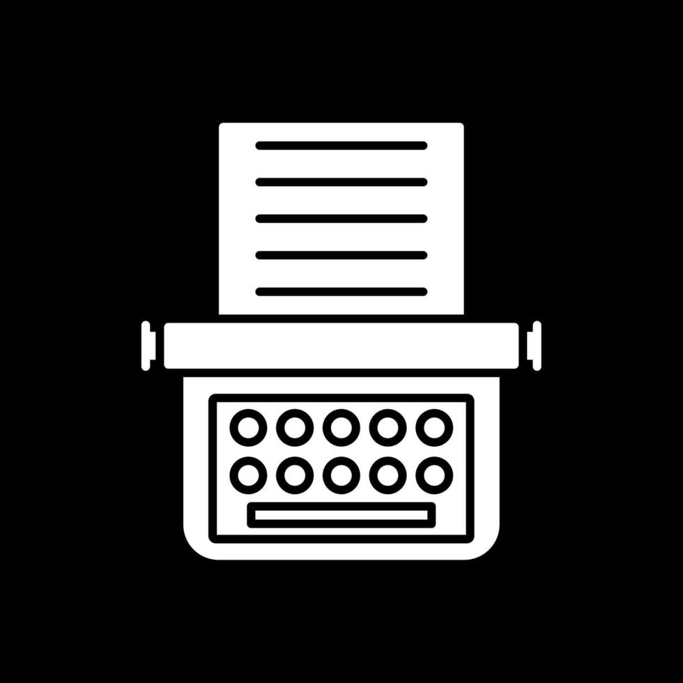 Typewriter Glyph Inverted Icon vector