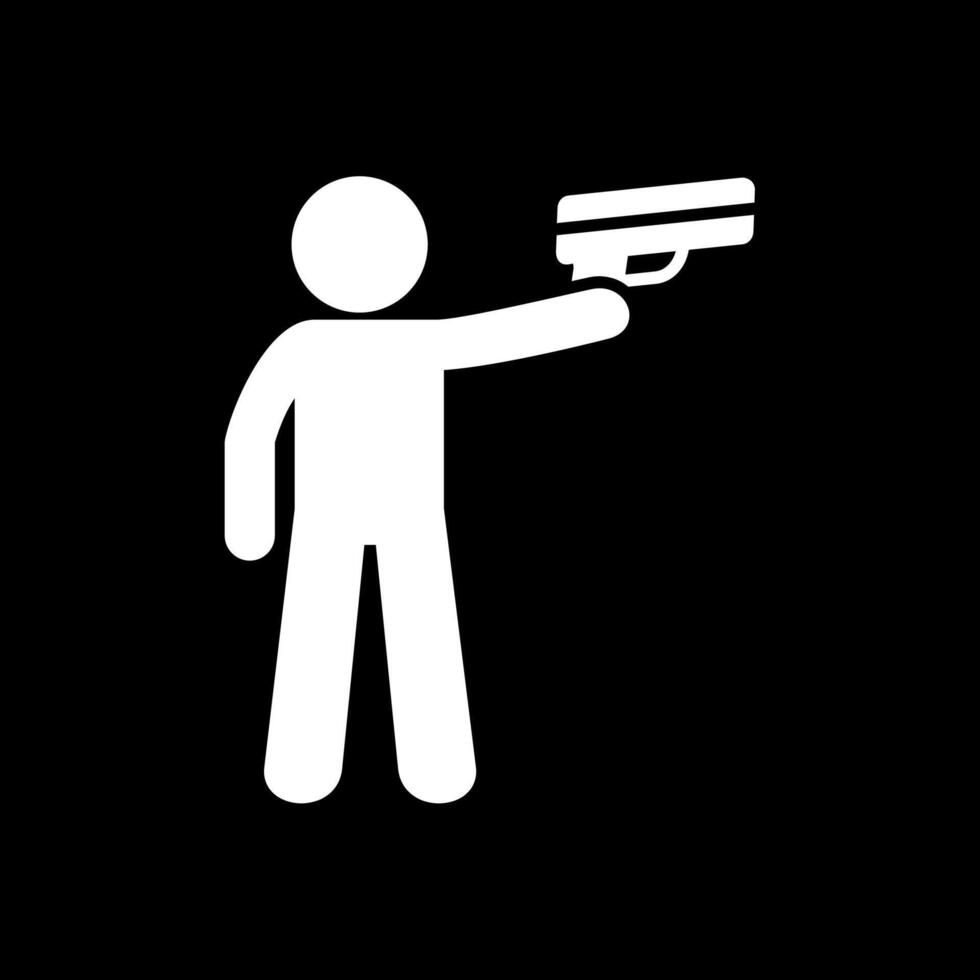 Policeman Holding Gun Glyph Inverted Icon vector