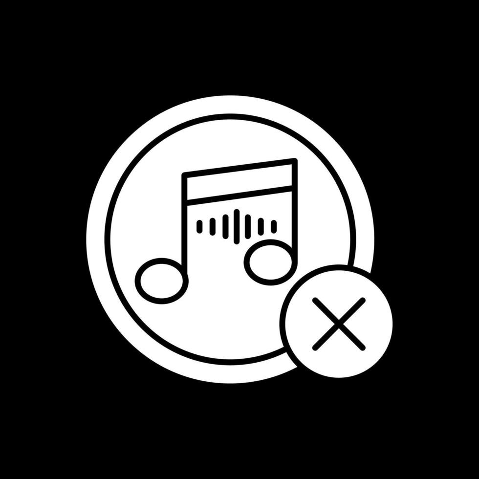 No música glifo invertido icono vector