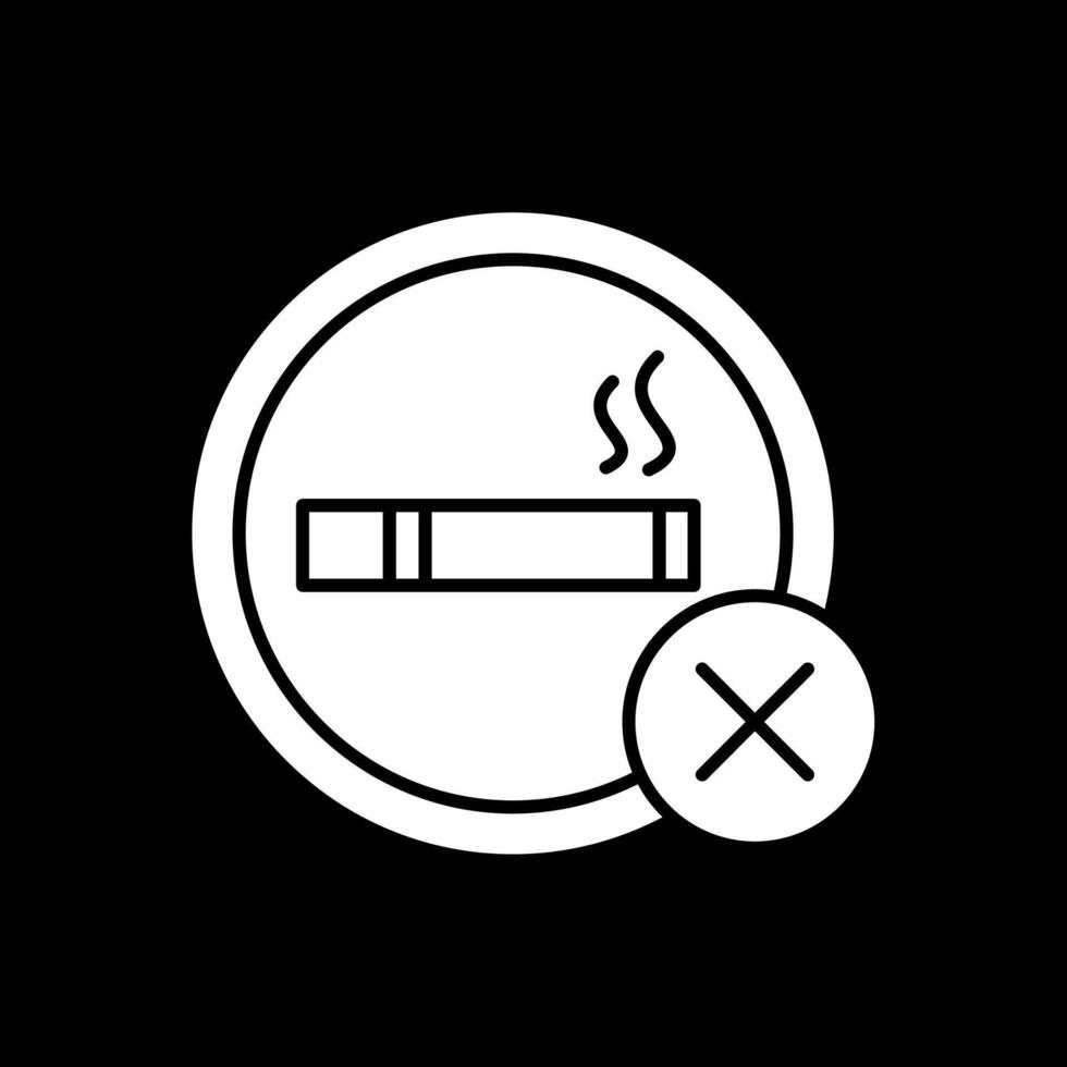 No Smoking Glyph Inverted Icon vector