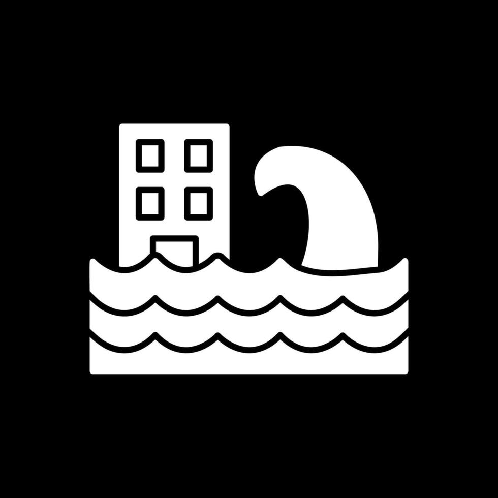 Tsunami Glyph Inverted Icon vector