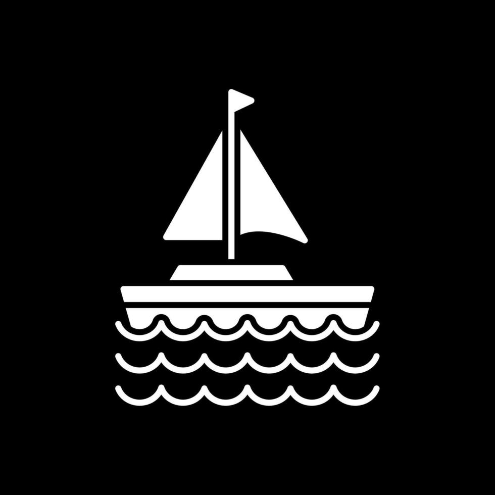 Sail Boat Glyph Inverted Icon vector
