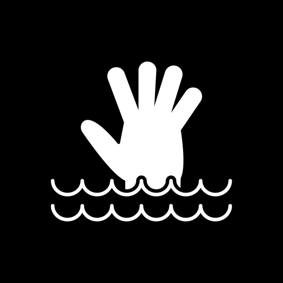 Drowning Glyph Inverted Icon vector