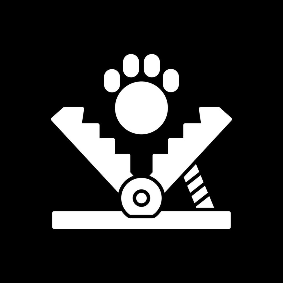 oso trampa glifo invertido icono vector