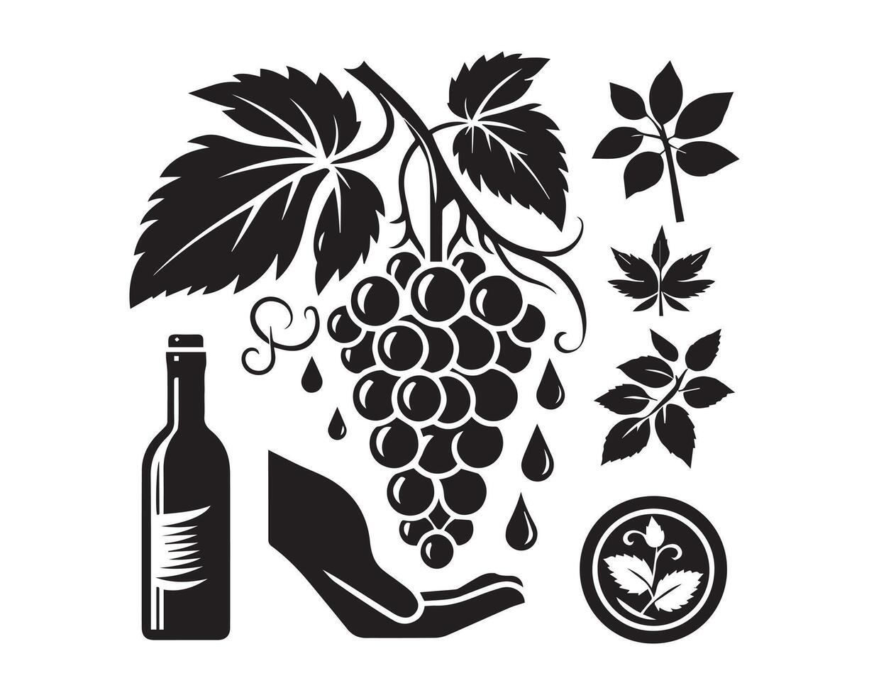 grape silhouette icon graphic logo design vector