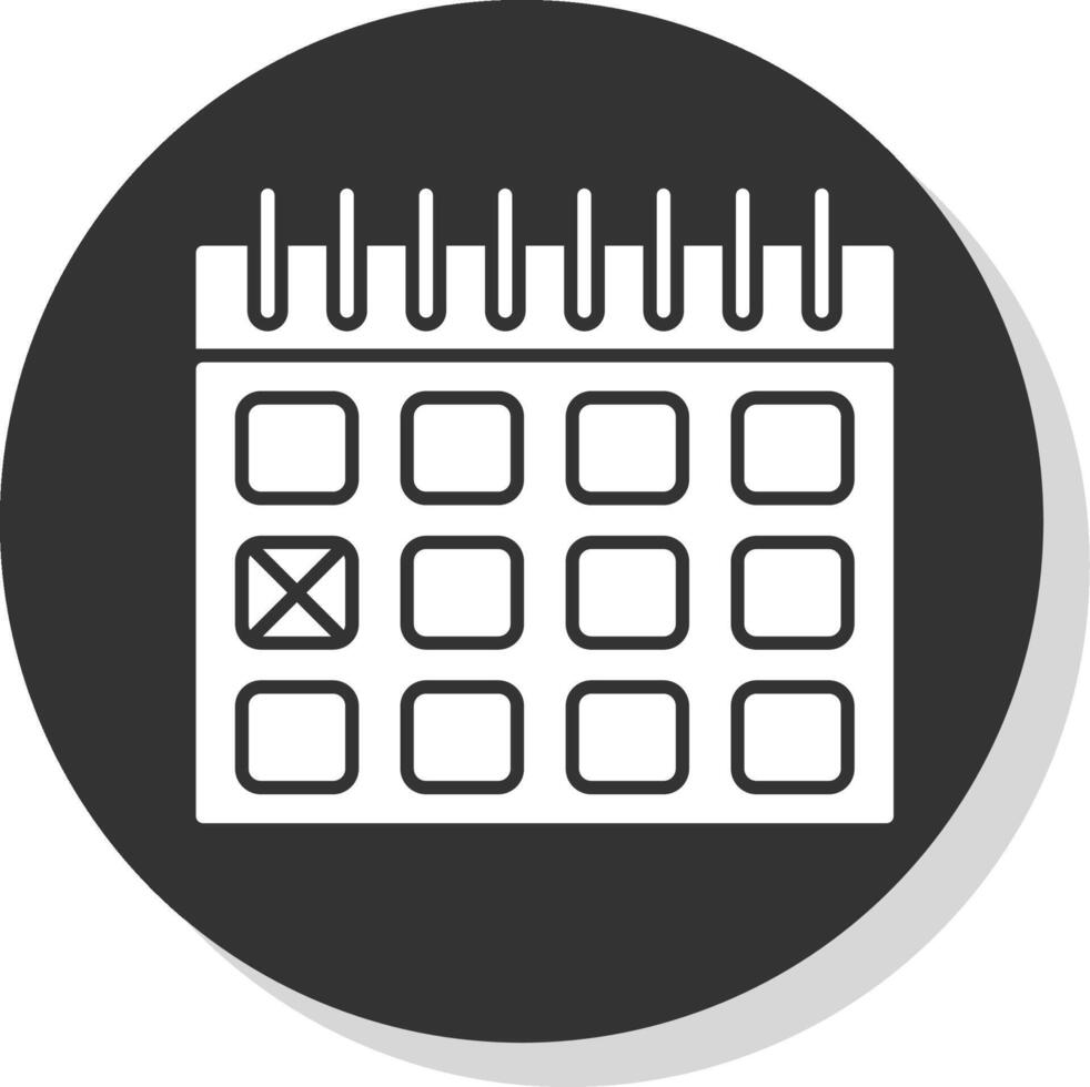 calendario fecha glifo gris circulo icono vector