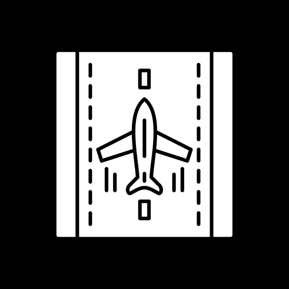Landing Airplane Glyph Inverted Icon vector