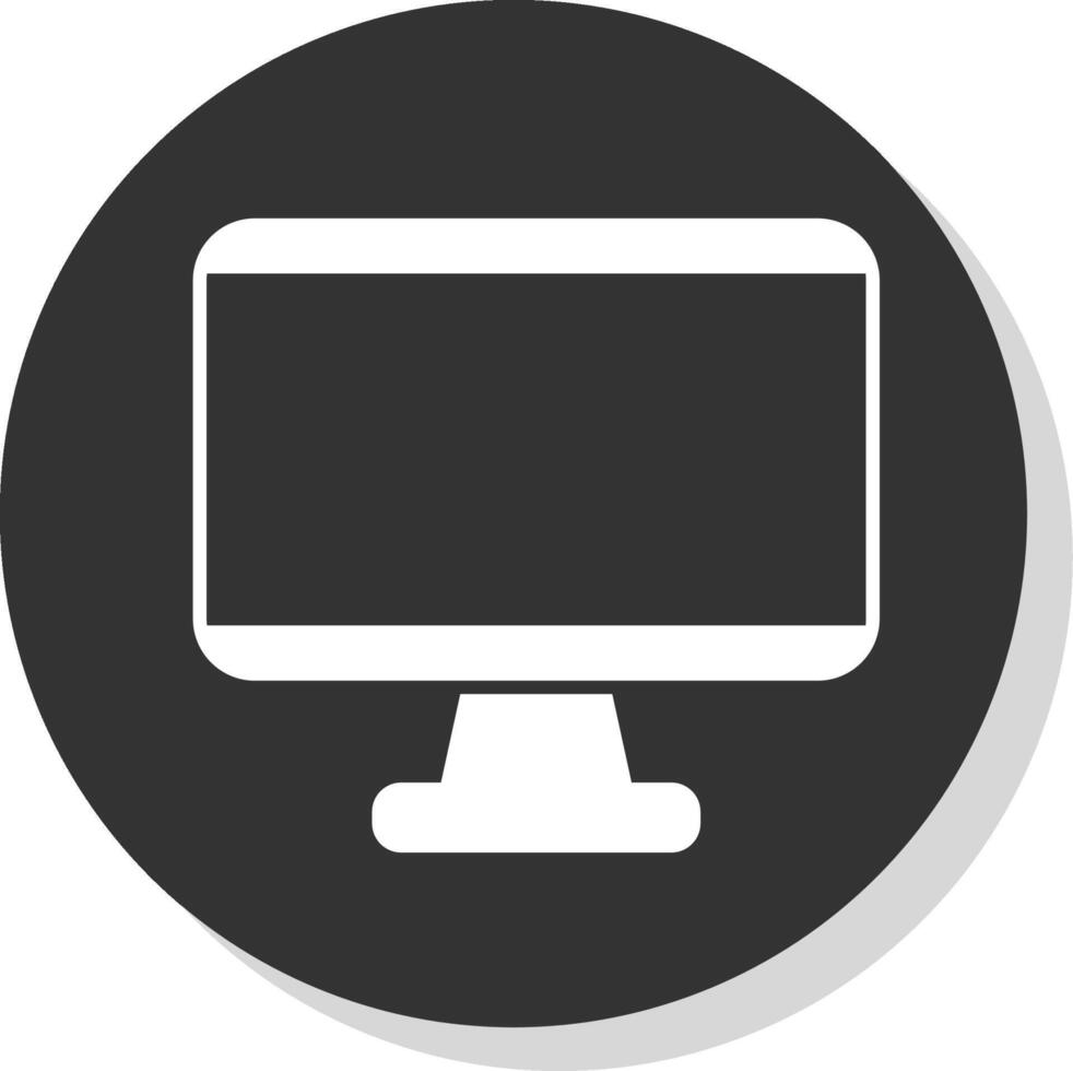 monitor glifo gris circulo icono vector