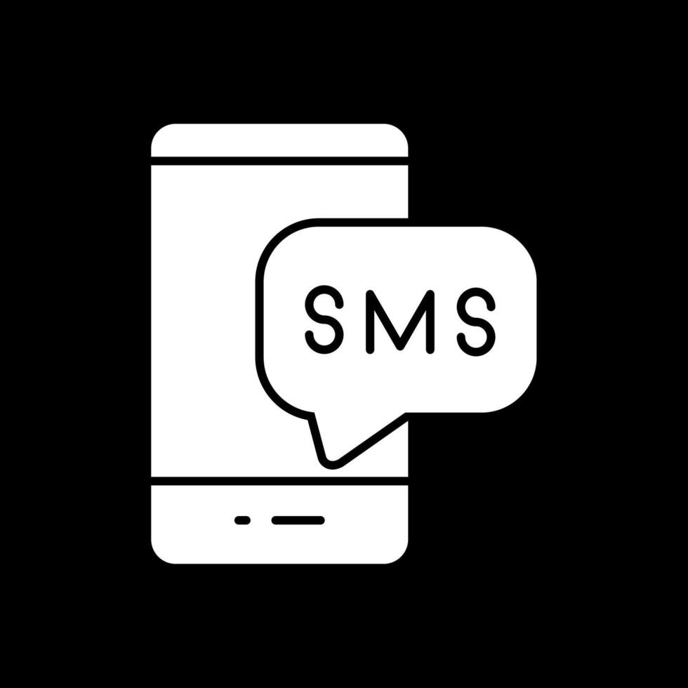 icono de glifo de sms invertido vector