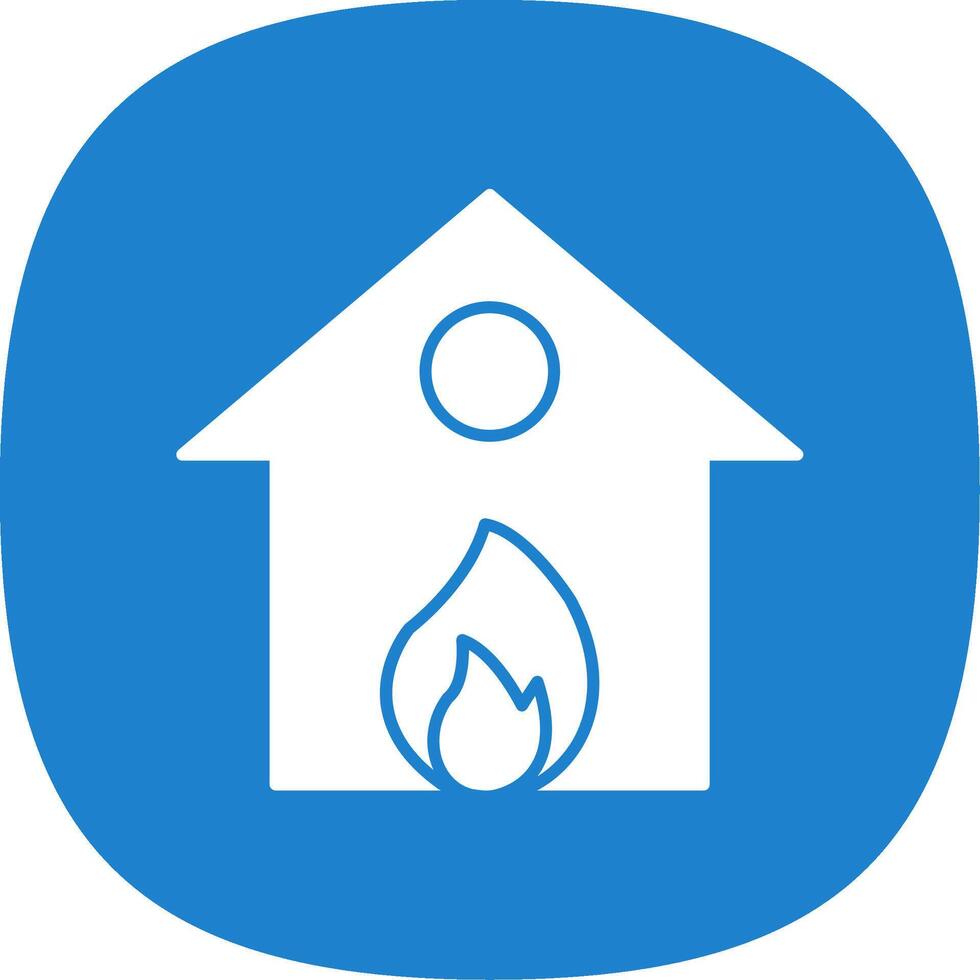 Burning House Glyph Curve Icon vector