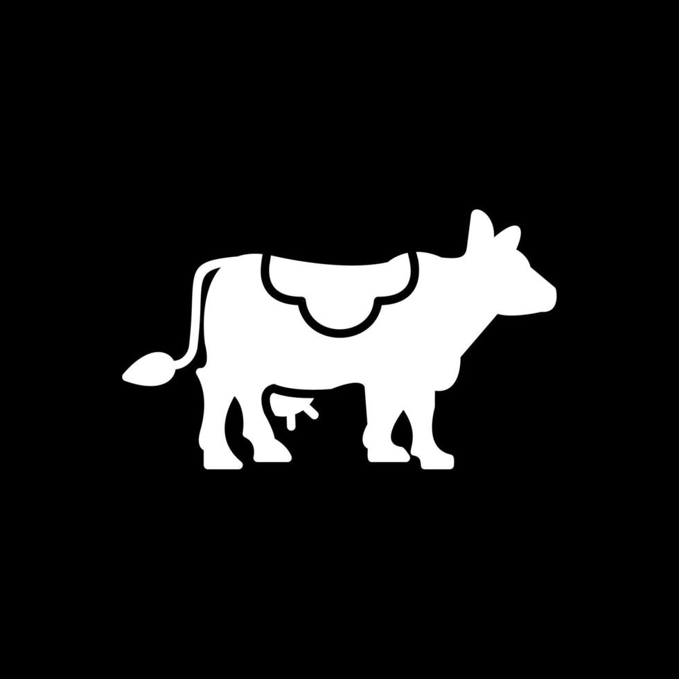 Cow Glyph Inverted Icon vector