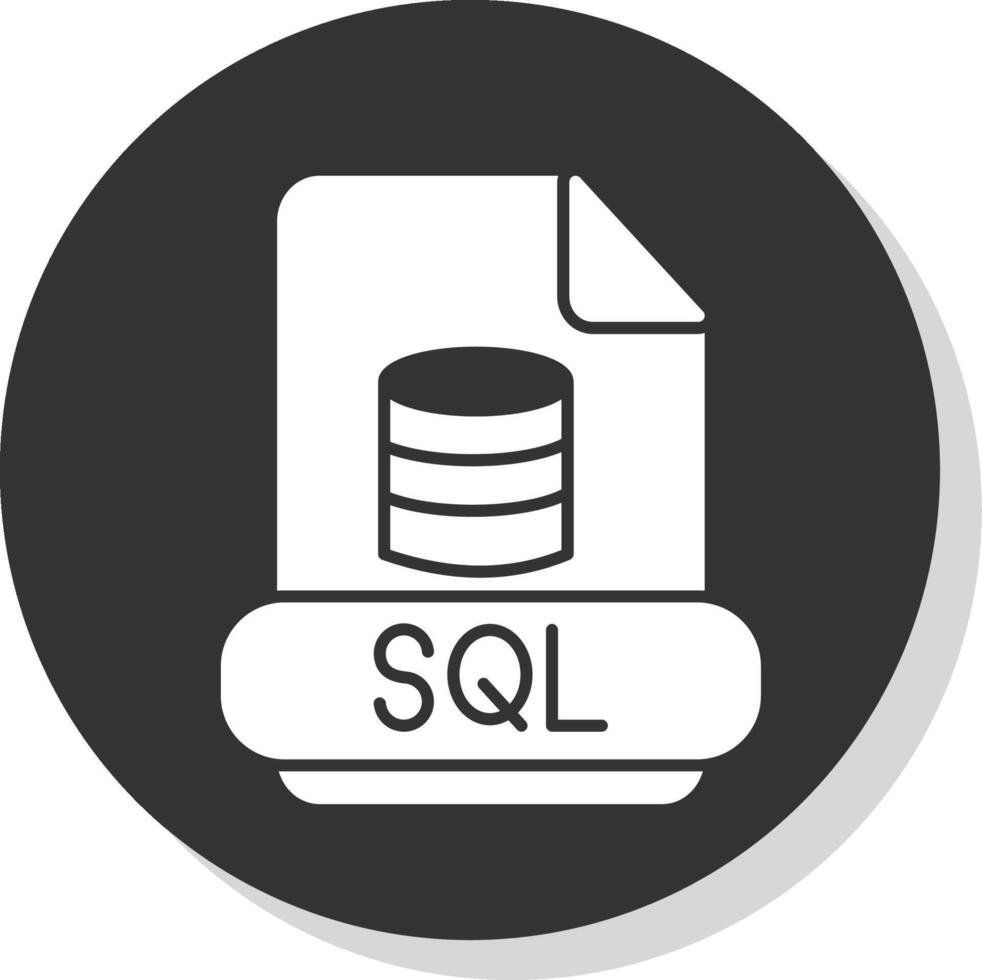 sql glifo gris circulo icono vector