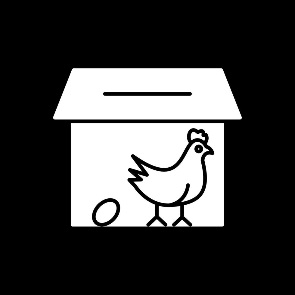 Chicken Coop Glyph Inverted Icon vector