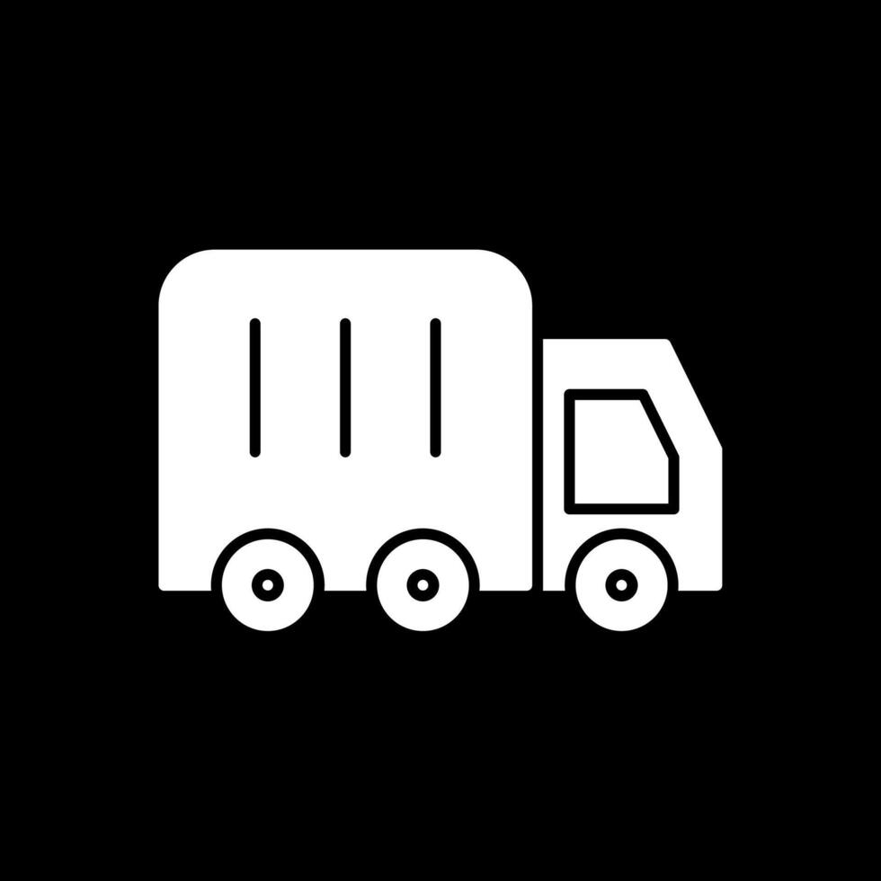 camión glifo invertido icono vector
