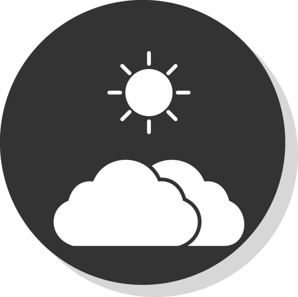 Clouds And Sun Glyph Grey Circle Icon vector