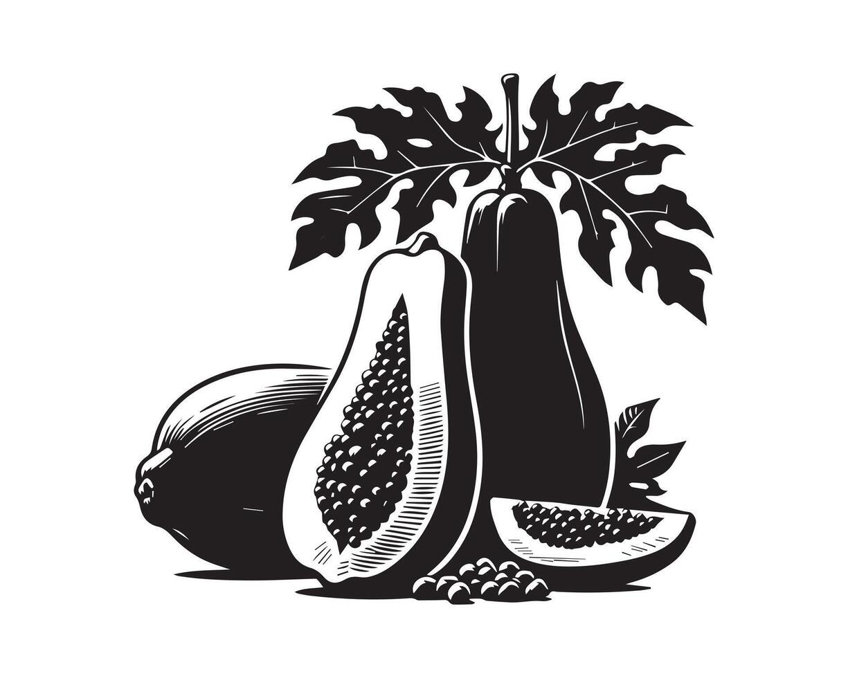 papaya silueta icono gráfico logo diseño vector
