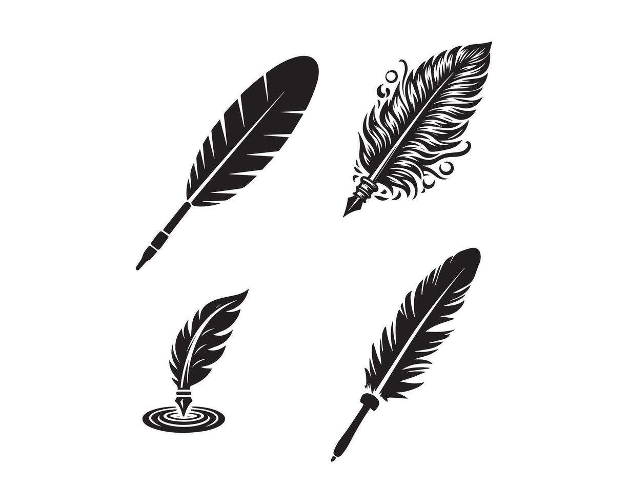 pluma silueta icono gráfico logo diseño vector
