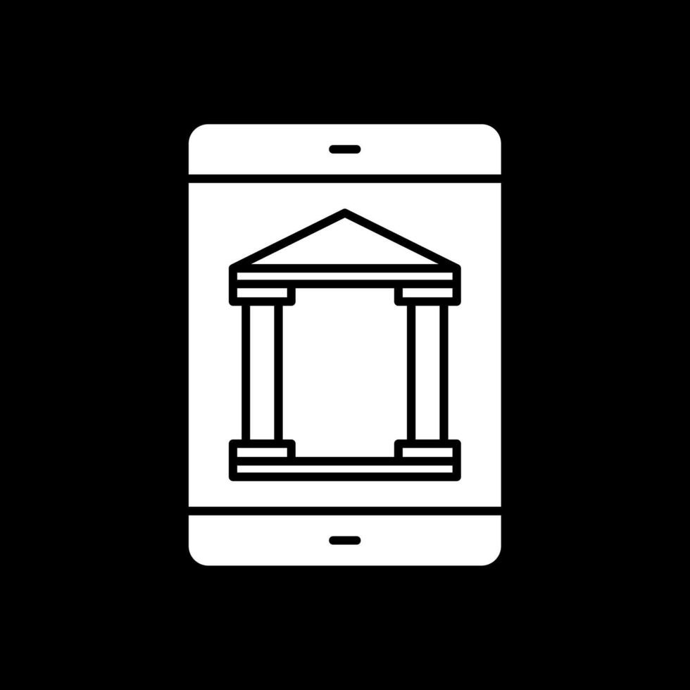 Mobile Banking Glyph Inverted Icon vector