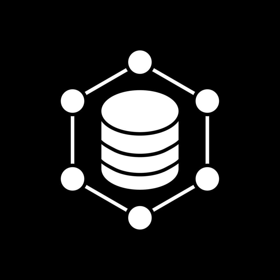 Blockchain Glyph Inverted Icon vector