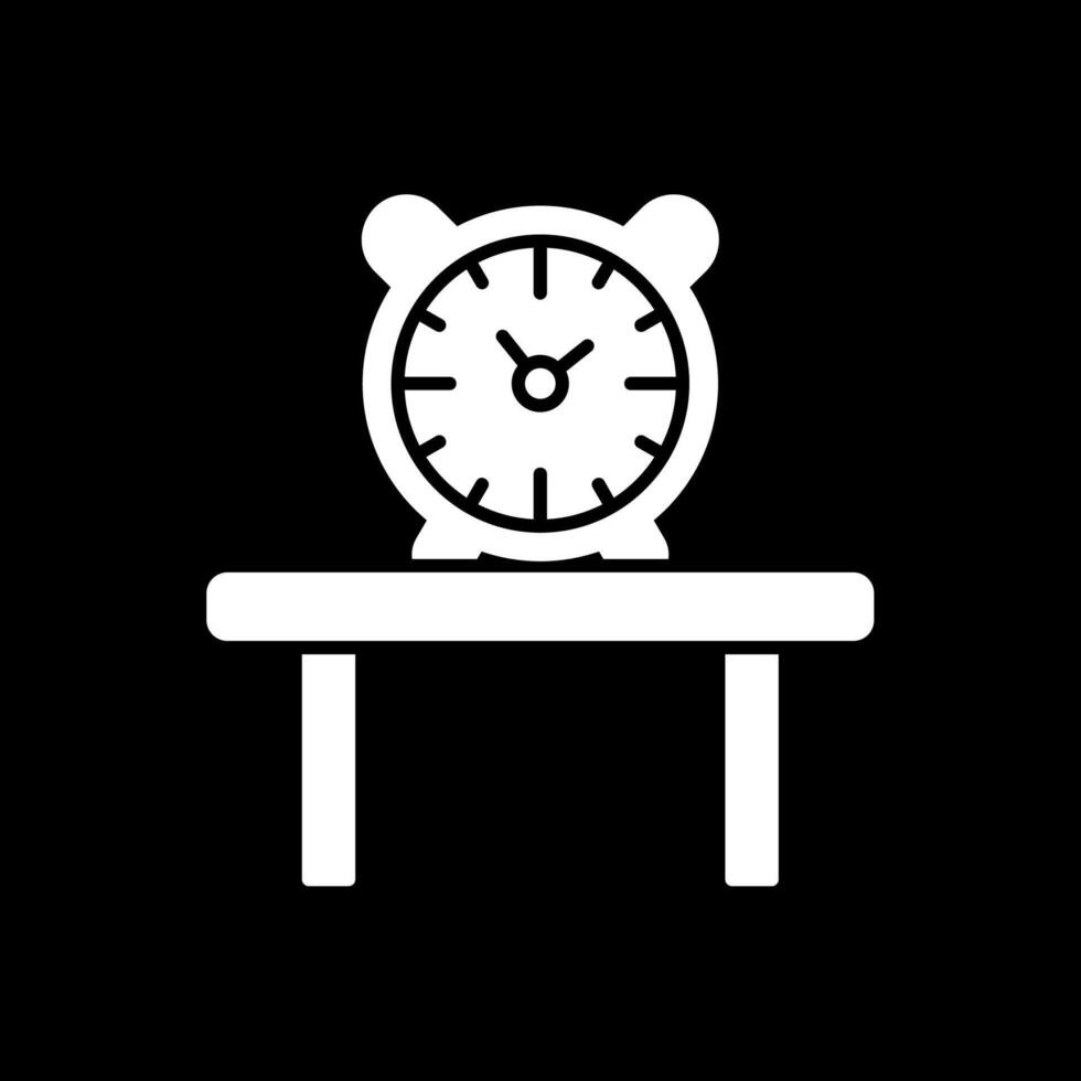 mesa reloj glifo invertido icono vector