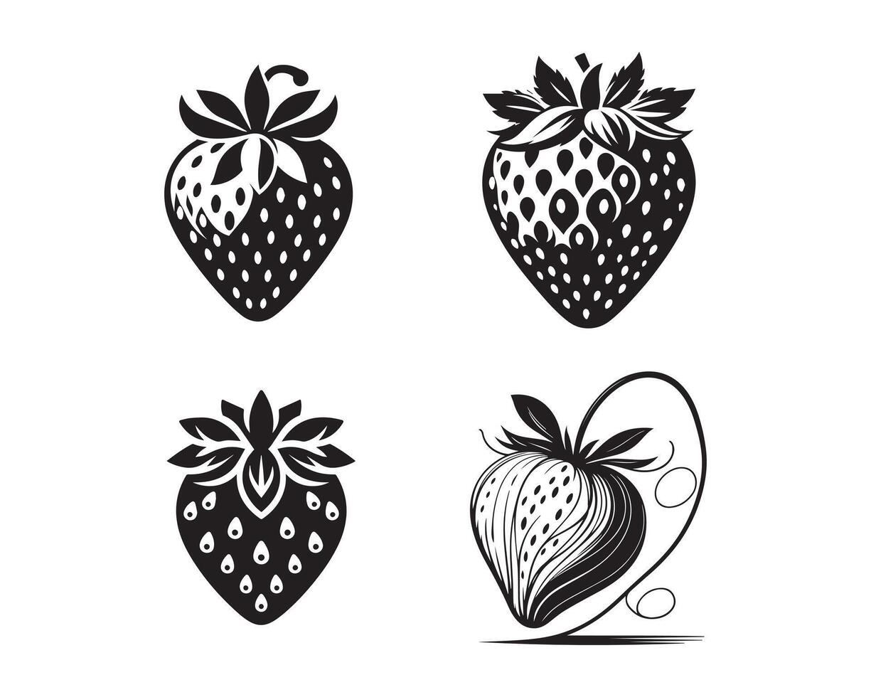 fresa silueta icono gráfico logo diseño vector