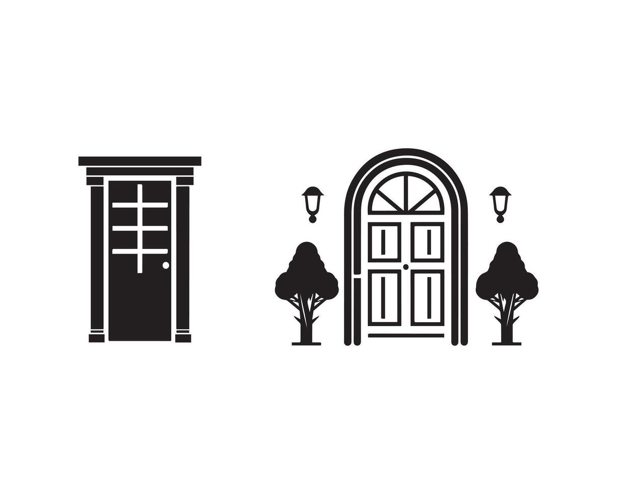 puerta silueta icono gráfico logo diseño vector