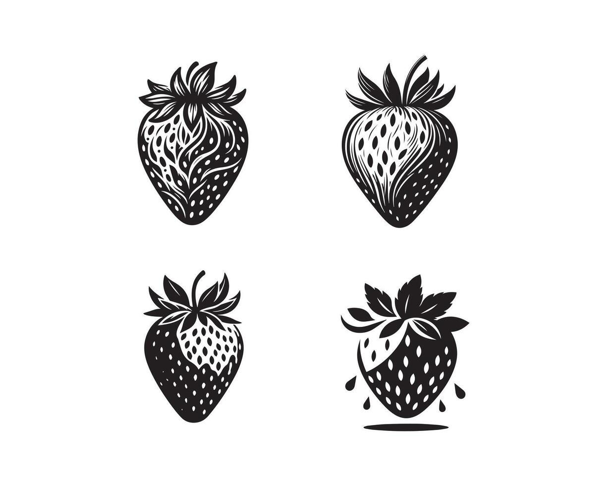 strawberry silhouette icon graphic logo design vector