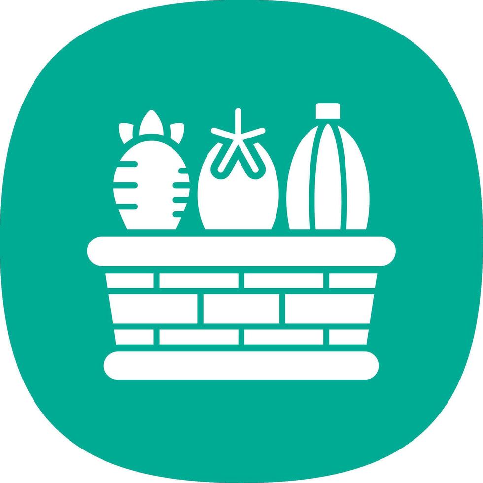 Vegetable Basket Glyph Curve Icon vector