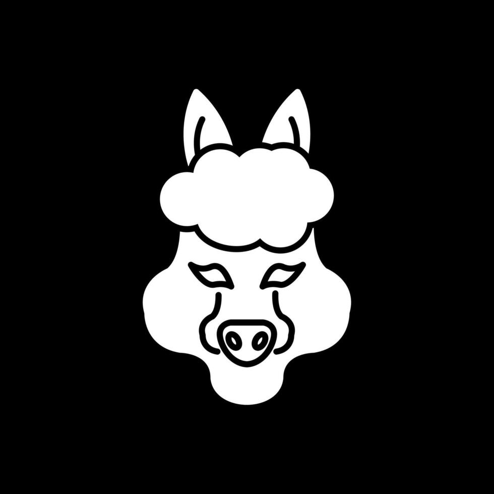 Alpaca Glyph Inverted Icon vector