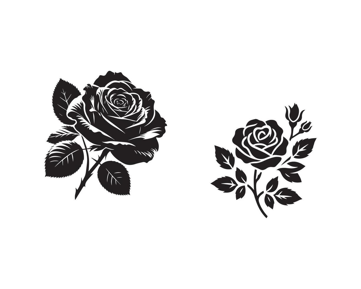 rose flower silhouette icon graphic logo design vector