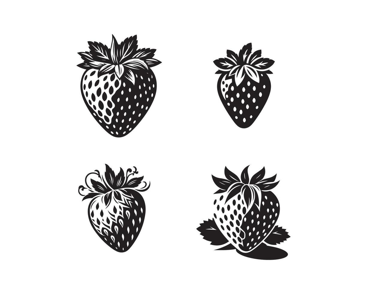 strawberry silhouette icon graphic logo design vector