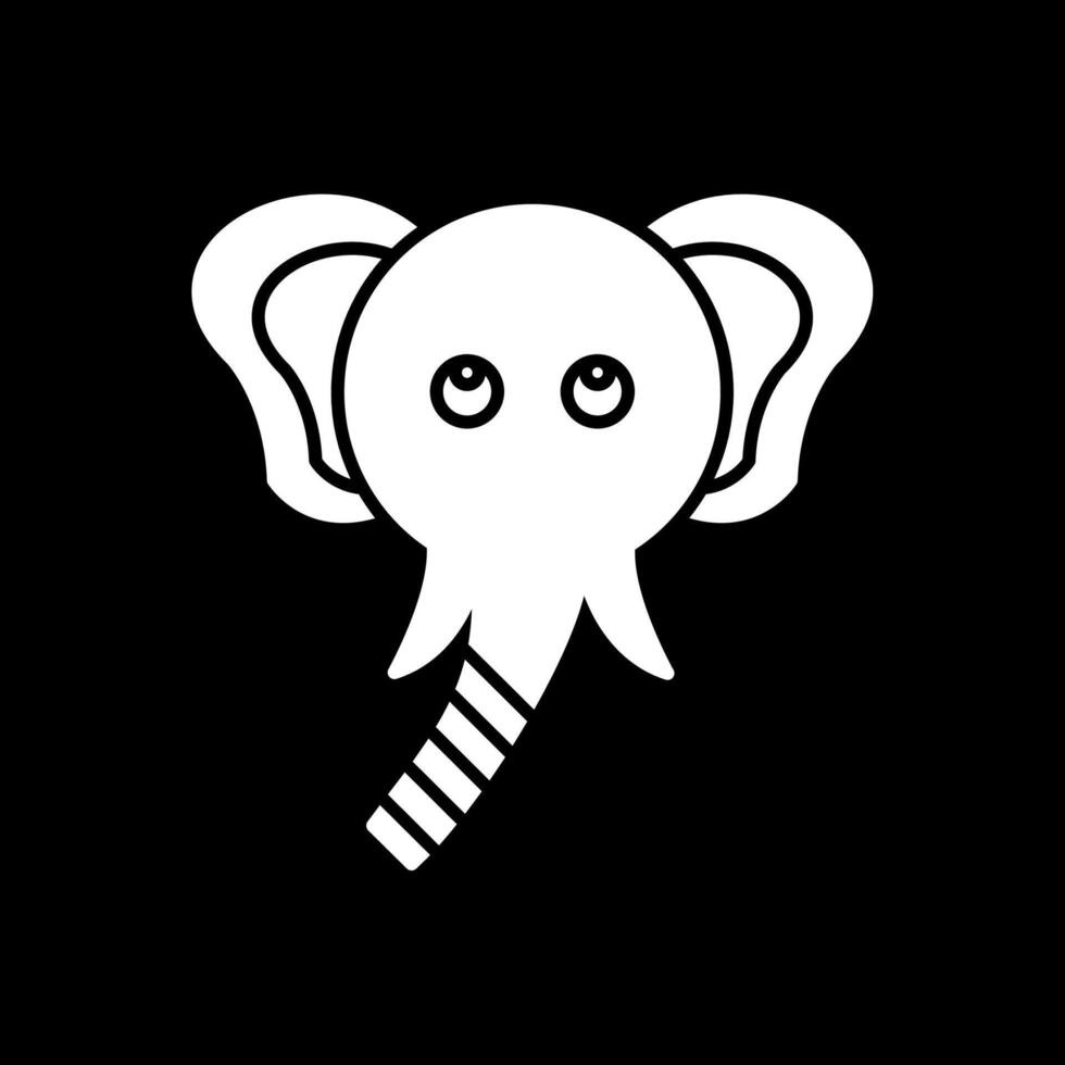 elefante glifo icono invertido vector