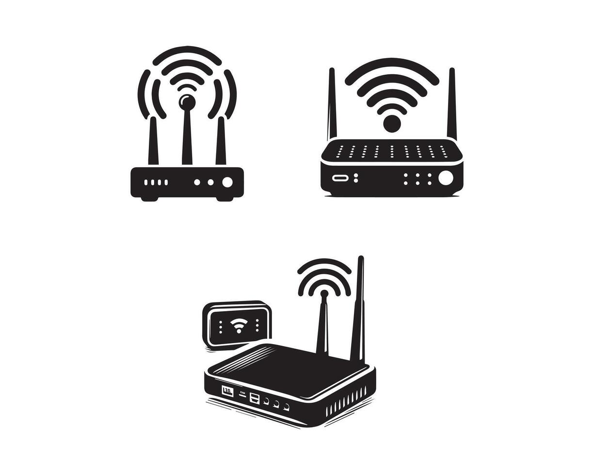 router silhouette icon graphic logo design vector