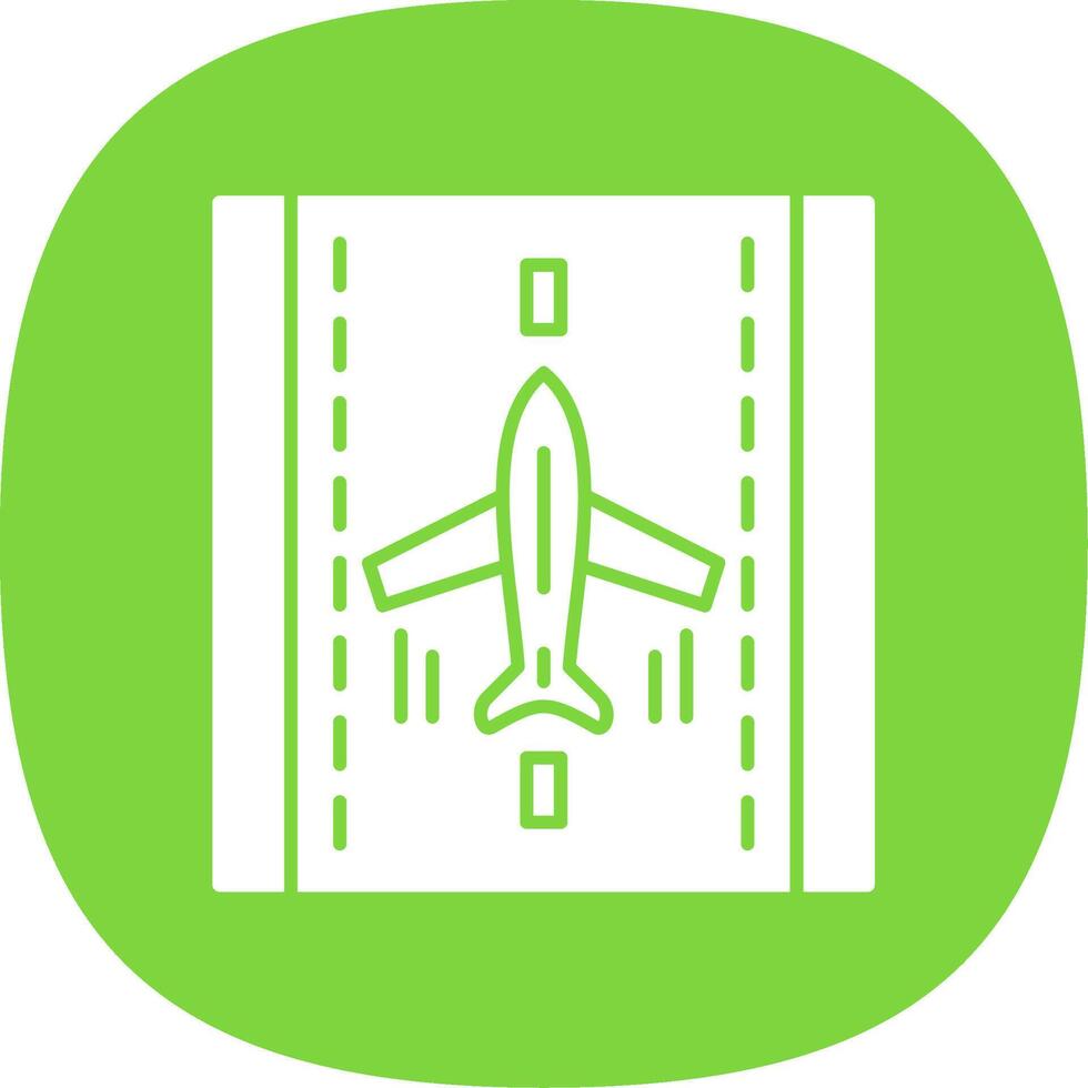Landing Airplane Glyph Curve Icon vector