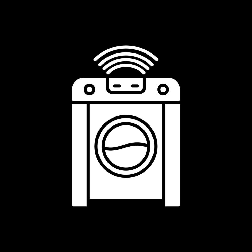 Smart Washing Machine Glyph Inverted Icon vector