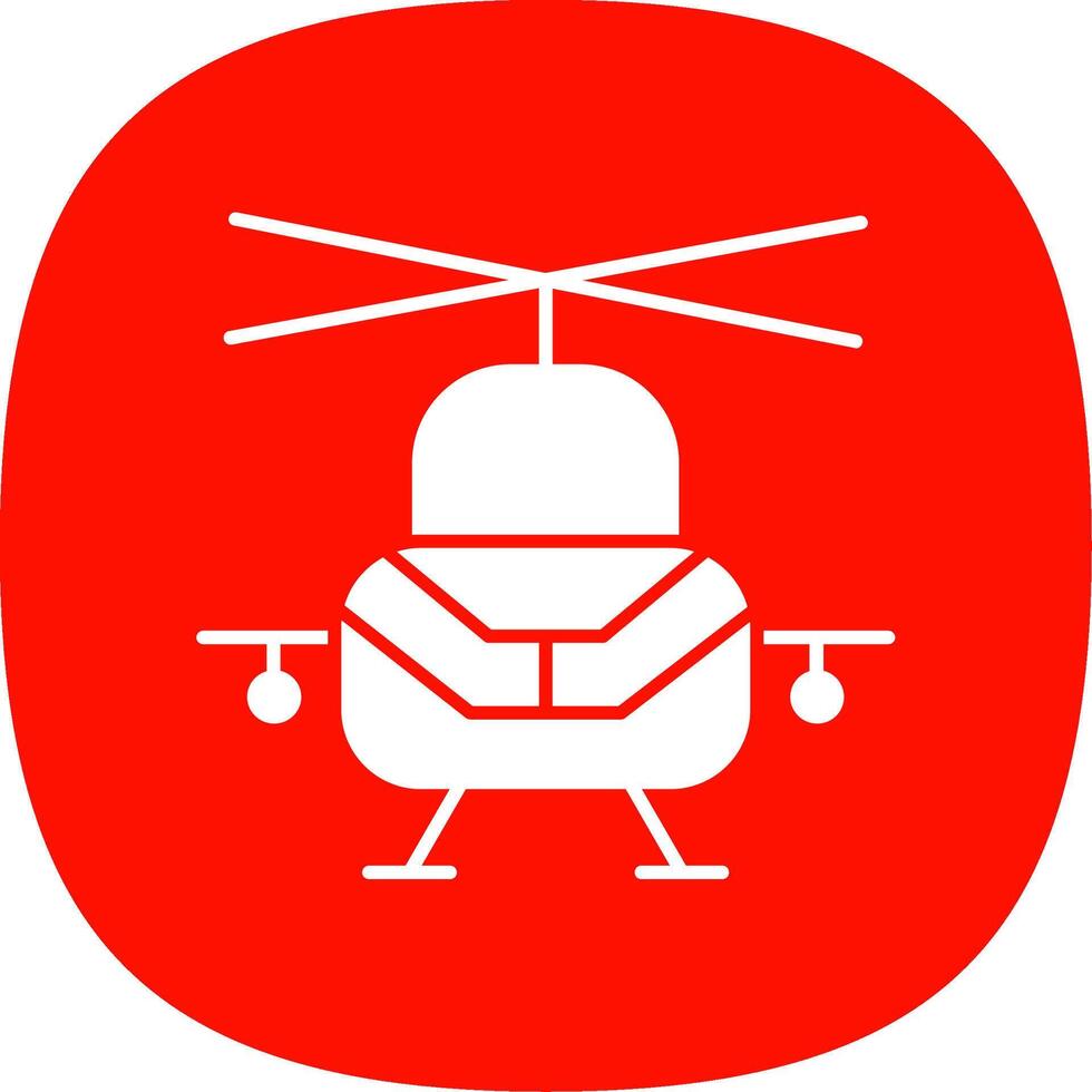 Military Helicopter Glyph Curve Icon vector