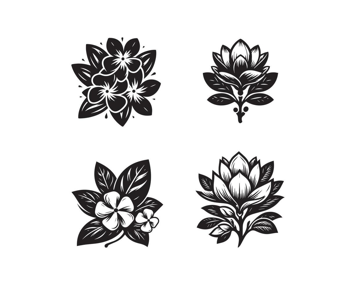 magnolia flores silueta icono gráfico logo diseño vector