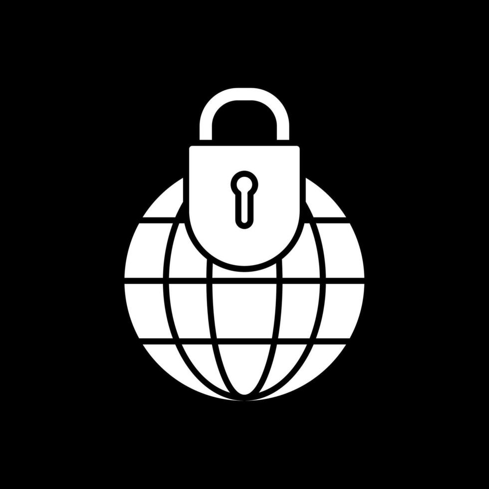 global seguridad glifo invertido icono vector