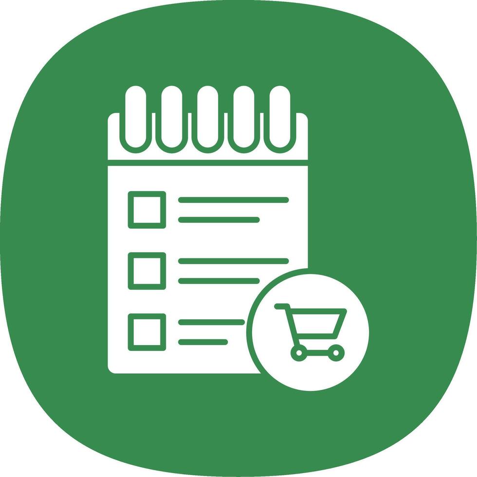 Shopping List Glyph Curve Icon vector