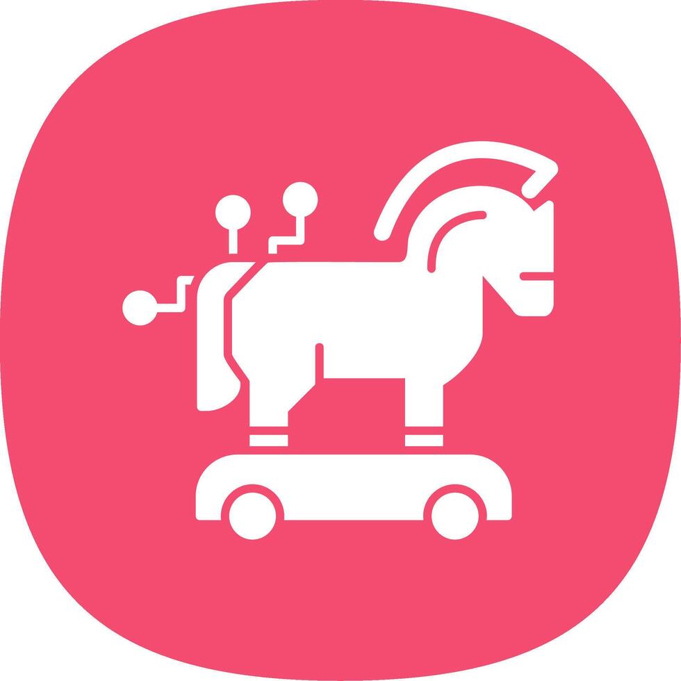 troyano caballo glifo curva icono vector