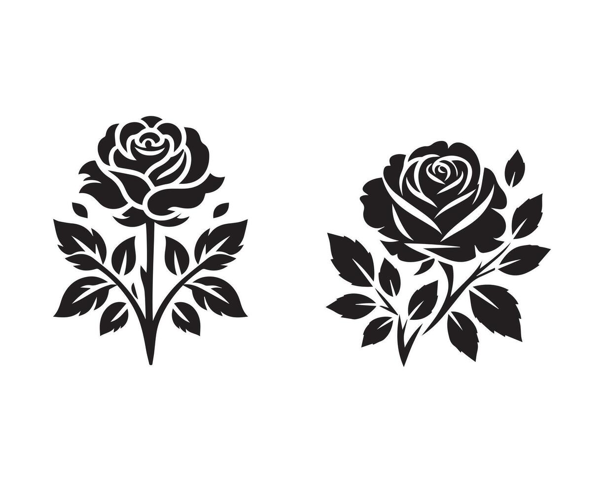 rose flower silhouette icon graphic logo design vector