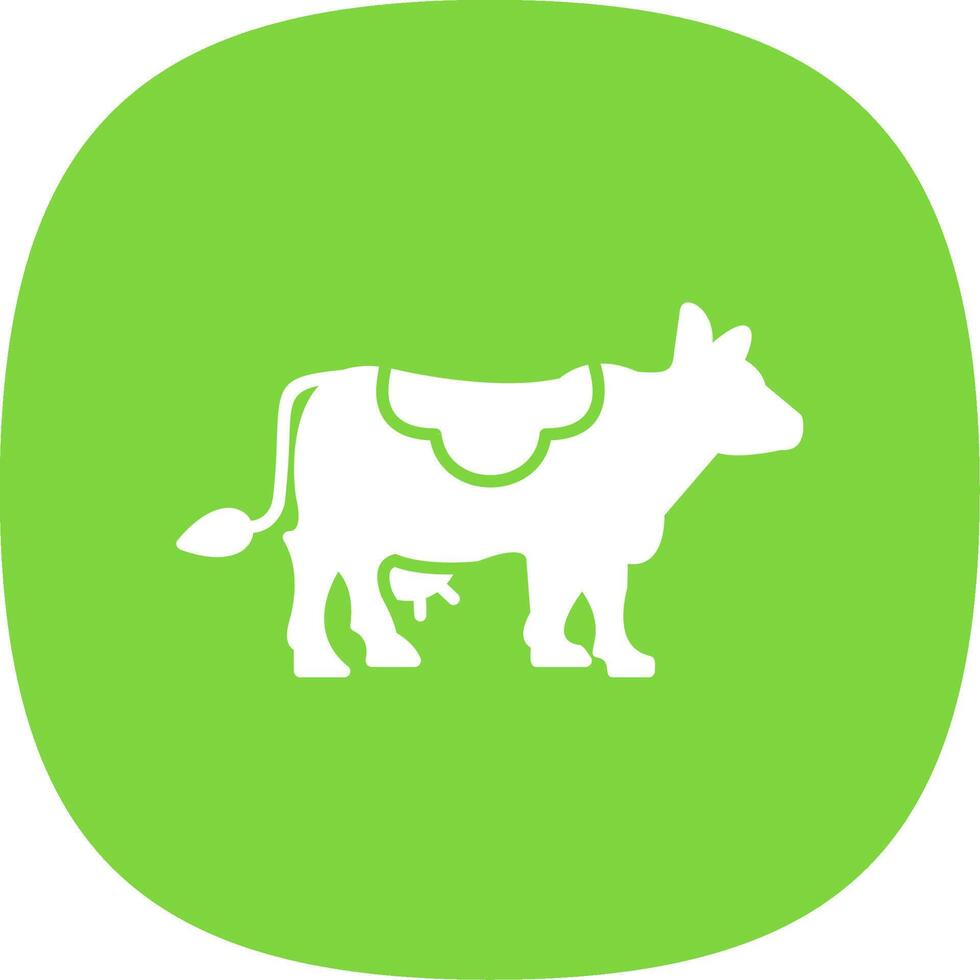 Cow Glyph Curve Icon vector