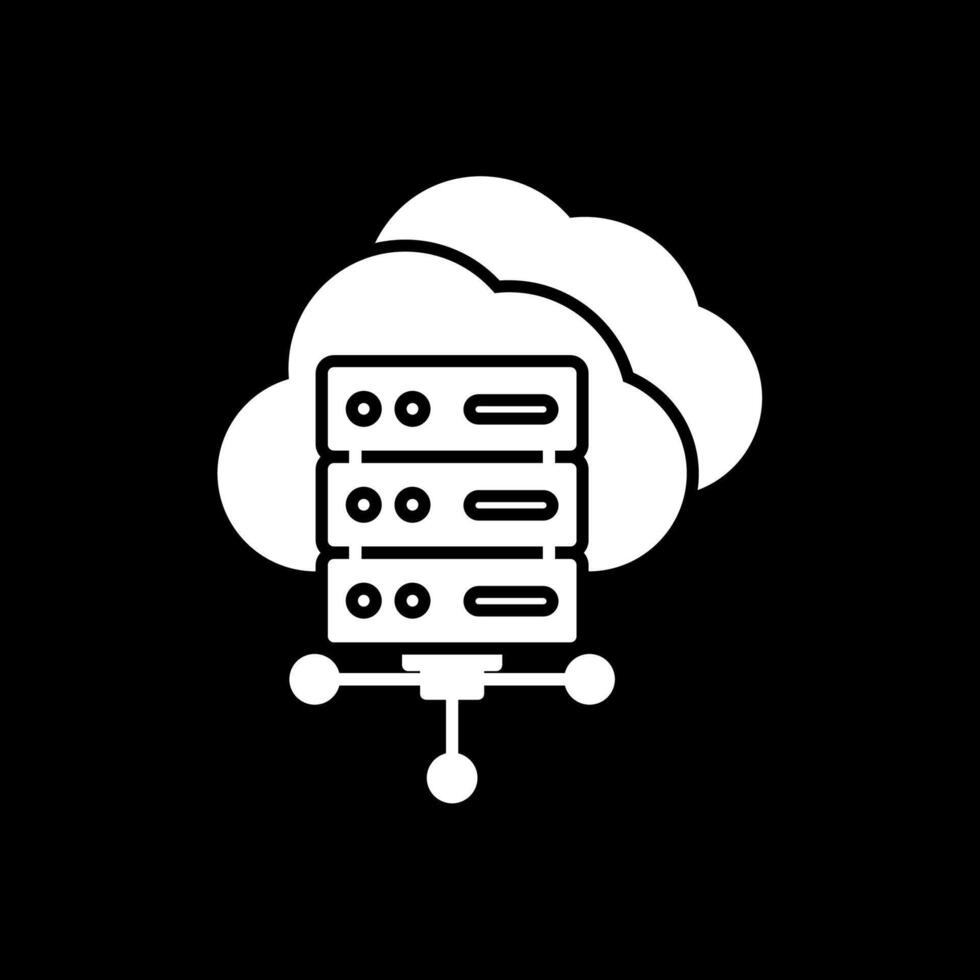 Cloud Computing Glyph Inverted Icon vector