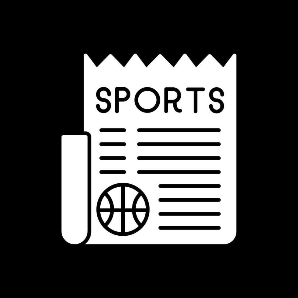 Deportes Noticias glifo invertido icono vector