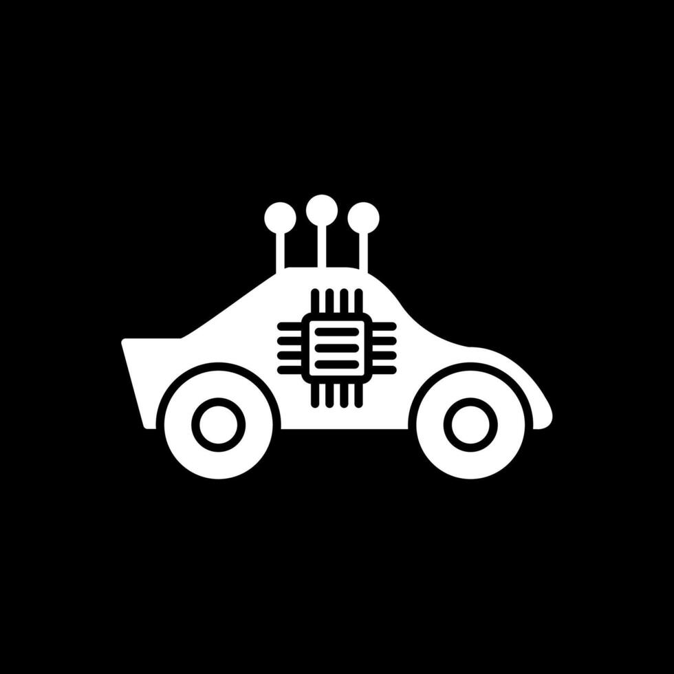 autónomo coche glifo invertido icono vector